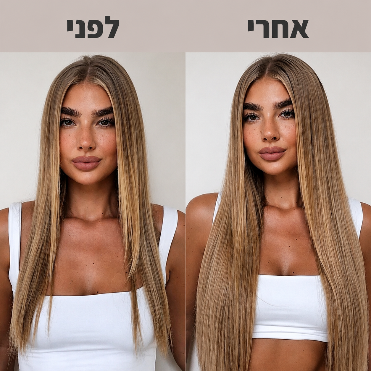 תוספת שיער בחיבור שקוף למראה טבעי ומלא | 1+1  (גליות)
